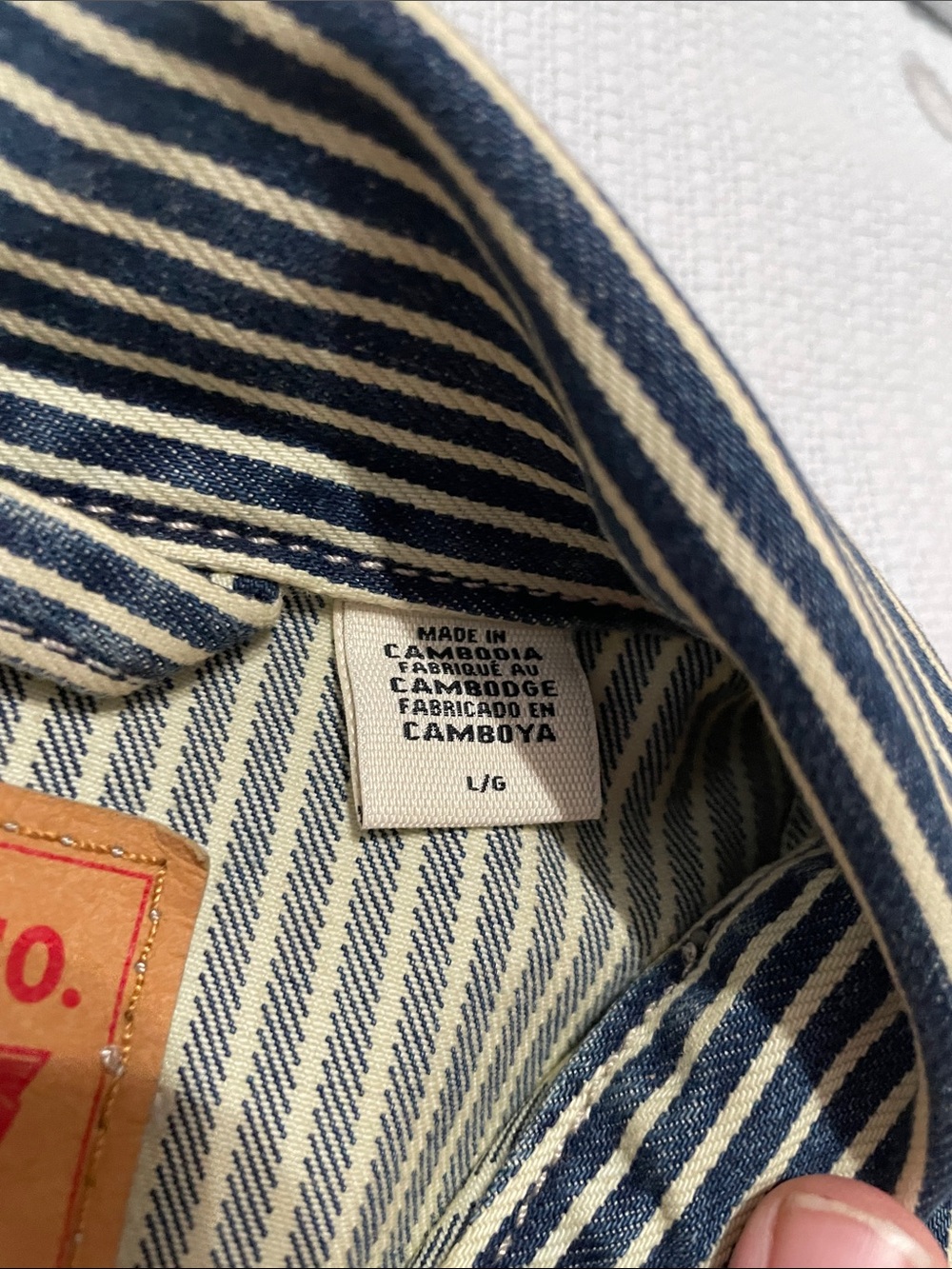 Levi's Blue & White Striped Chore Jacket with Red Patch - Picture 4 of 8